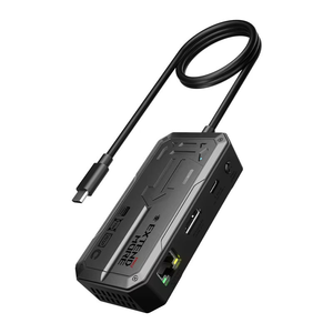 Plextone GS1 <strong>Ethernet</strong> Hub <strong>6</strong> in 1 Type-C Hub Tablet Converter Docking Station RJ45 <strong>Ethernet</strong> Cable to 3.5mm 100W PD Charging Port - Product Image 1