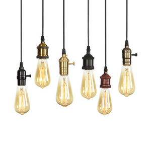 Konut kullanımı için kordon ile tek Vintage E26/E27 LED kolye hafif endüstriyel Mini siyah dokuma kumaş lamba tutucu - Product Image 1