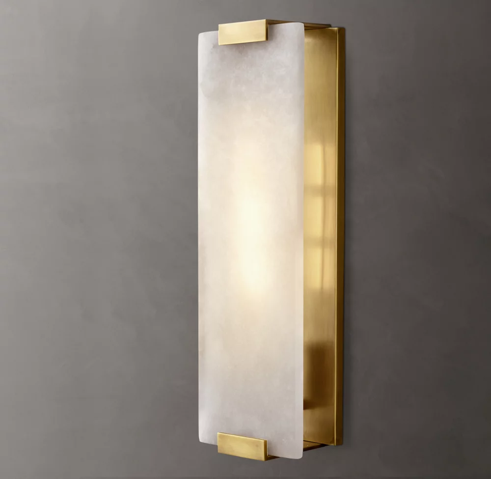 Ottone (6 "W x 4" D x 18.5 "H) ottone & alabastro massiccio
