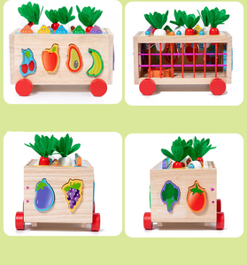 Children Wooden Educational Toy Multi-functional Fun Trailer Radish Pulling Worm Catching <strong>Shape</strong> <strong>Sorting</strong> Toy Kids Wooden Toys - Product Image 4