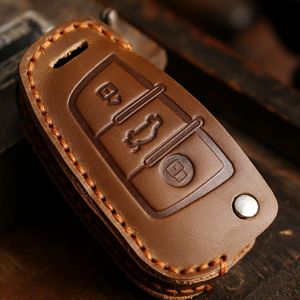 Kaynak fabrikadan hakiki deri anahtar kutusu Audi anahtar durumlarda Q3/A3 araba anahtarı durumlarda ve çılgın at deri için uygundur - Product Image 4