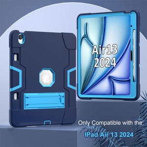 2025 anti-darbe tırtıklı sağlam kılıf Apple iPad hava 13 için M2 M3 sert standı plastik Tablet kabuk kapak ile kalem yuvası - Product Image 2