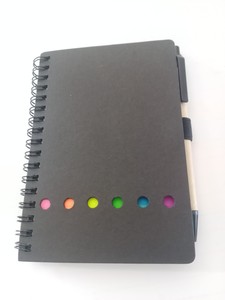 Benutzer definiertes Logo Kleines Taschenbuch Eco Kraft Paper Cover A6 Spiral block mit Stift und Haft notiz - Product Image 5