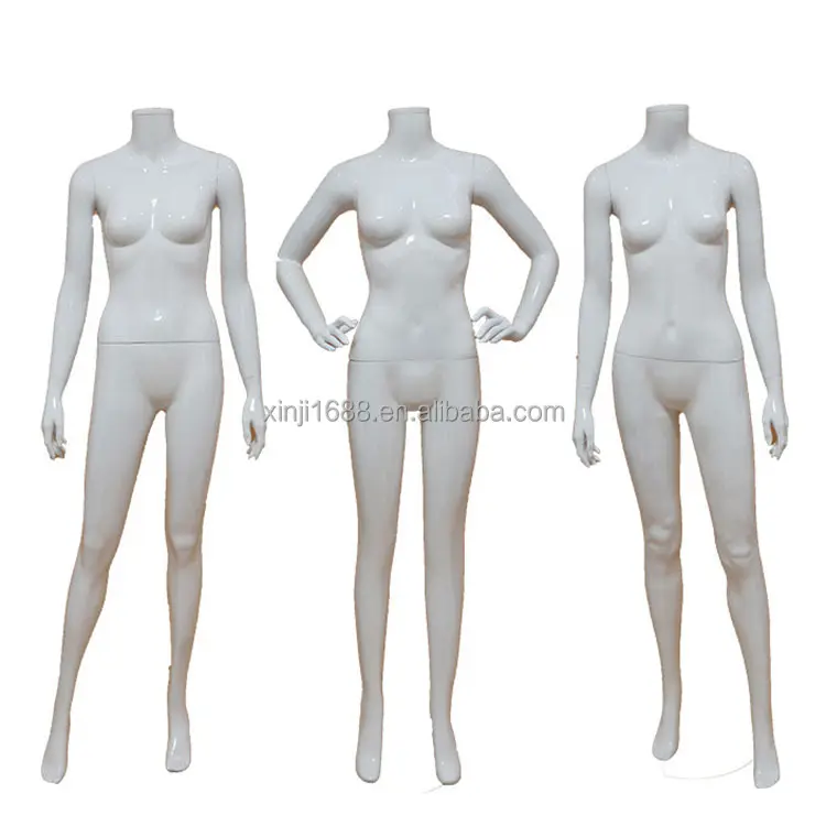 Eco-friendly Plastic Window Clothes Display Mannequin Headless Glossy White Full Body Female Mannequins Women Without Head