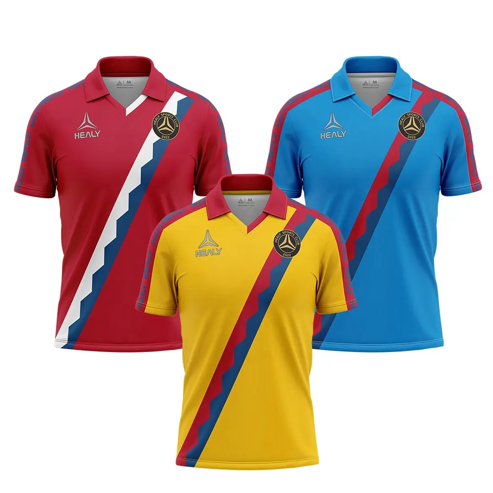 مخصص الرجعية كرة القدم قمصان للرجال بولو V الرقبة بوليستر عالي الجودة كرة القدم T قميص مع التطريز شعار