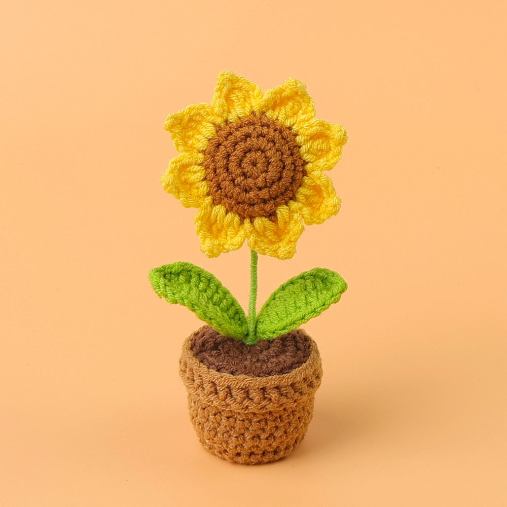 Planta de girasol puntiaguda en maceta de 4 piezas, mini maceta de hilo pequeña