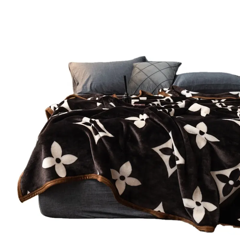 Flanela Fleece Blanket Design de Moda-G Único Ply reversível Luxo Macio Quente H-Letra Impressa Cobertor