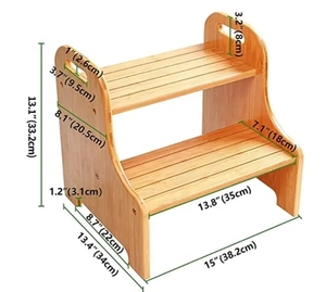 İki adım bambu ahşap tuvalet emniyet merdiven dışkı tulumları için çelik duvar işareti için ahşap kutular el işi ahşap el sanatları - Product Image 4