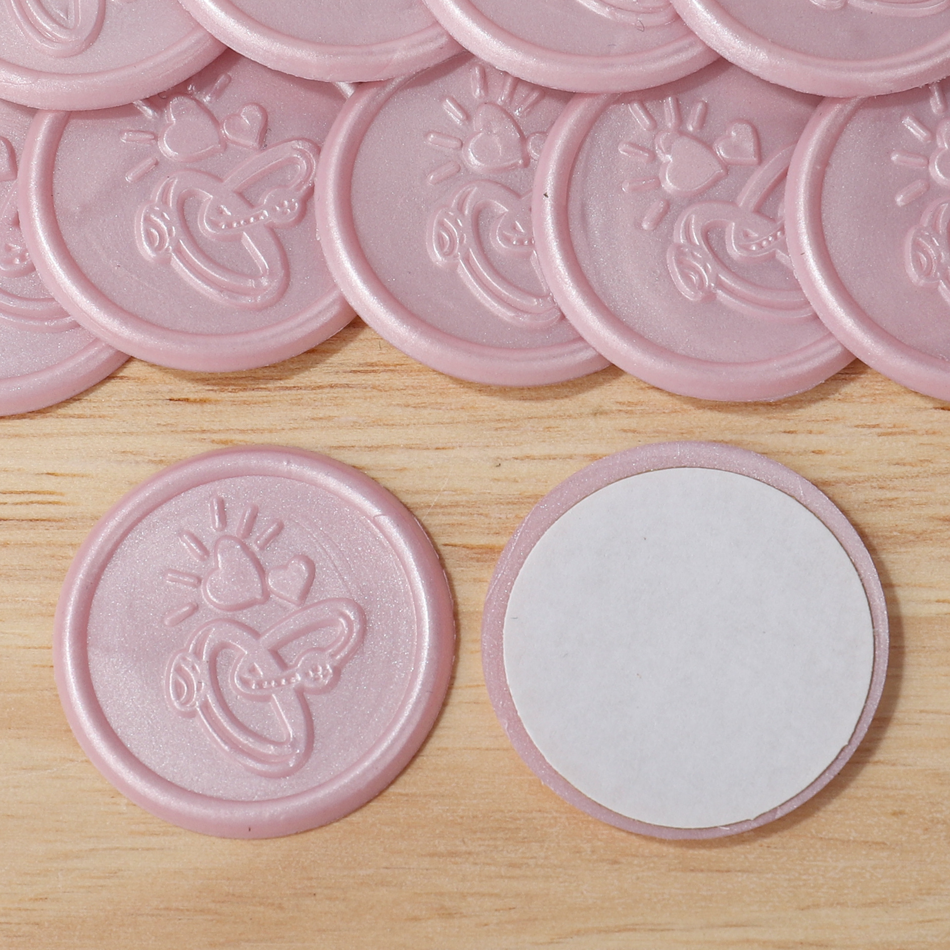 Nuovi anelli di coppia rotondi a forma di cuore-rosa perla