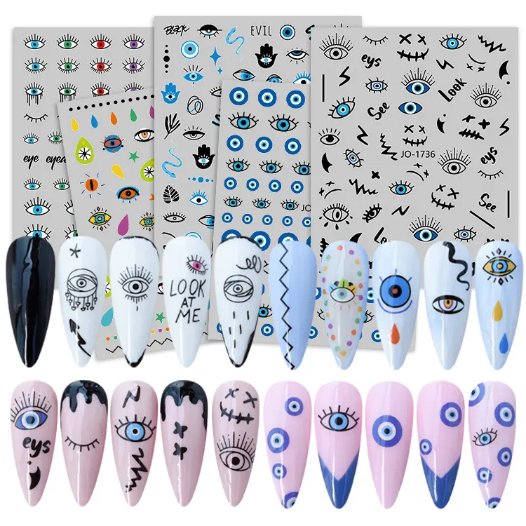 Personalizzato fai da te Nail Design Blue Eyes Art Sticker più colori 3D Eyes Nail Stickers