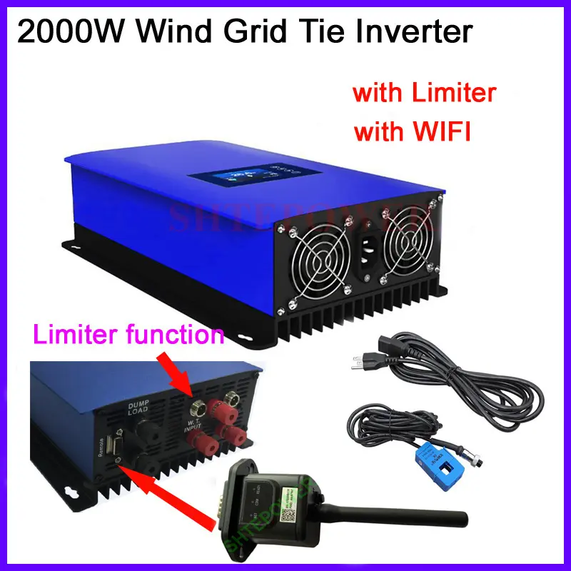 Generador de turbina de viento con conexión a la red, inversor de viento de 2000W, 2kw