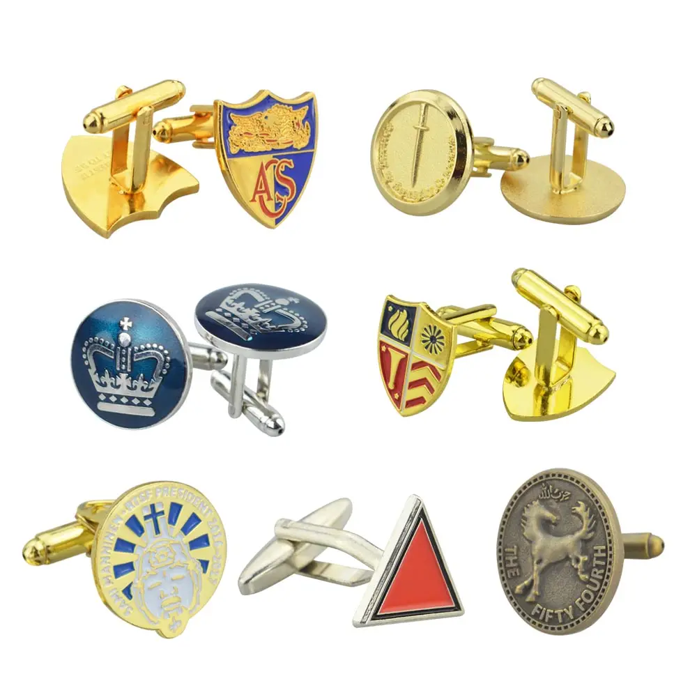 Cufflink Fabricante Fornecedor Personalizado Logo Metal Cuff Links Homens Abotoaduras E Clipes De Gravata