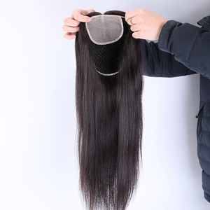TopElles New Design Custom Silk Top Fish Net <strong>Back</strong> European Remy <strong>Human</strong> Hair Topper for Women Silk Topper <strong>Human</strong> Hair - Product Image 6