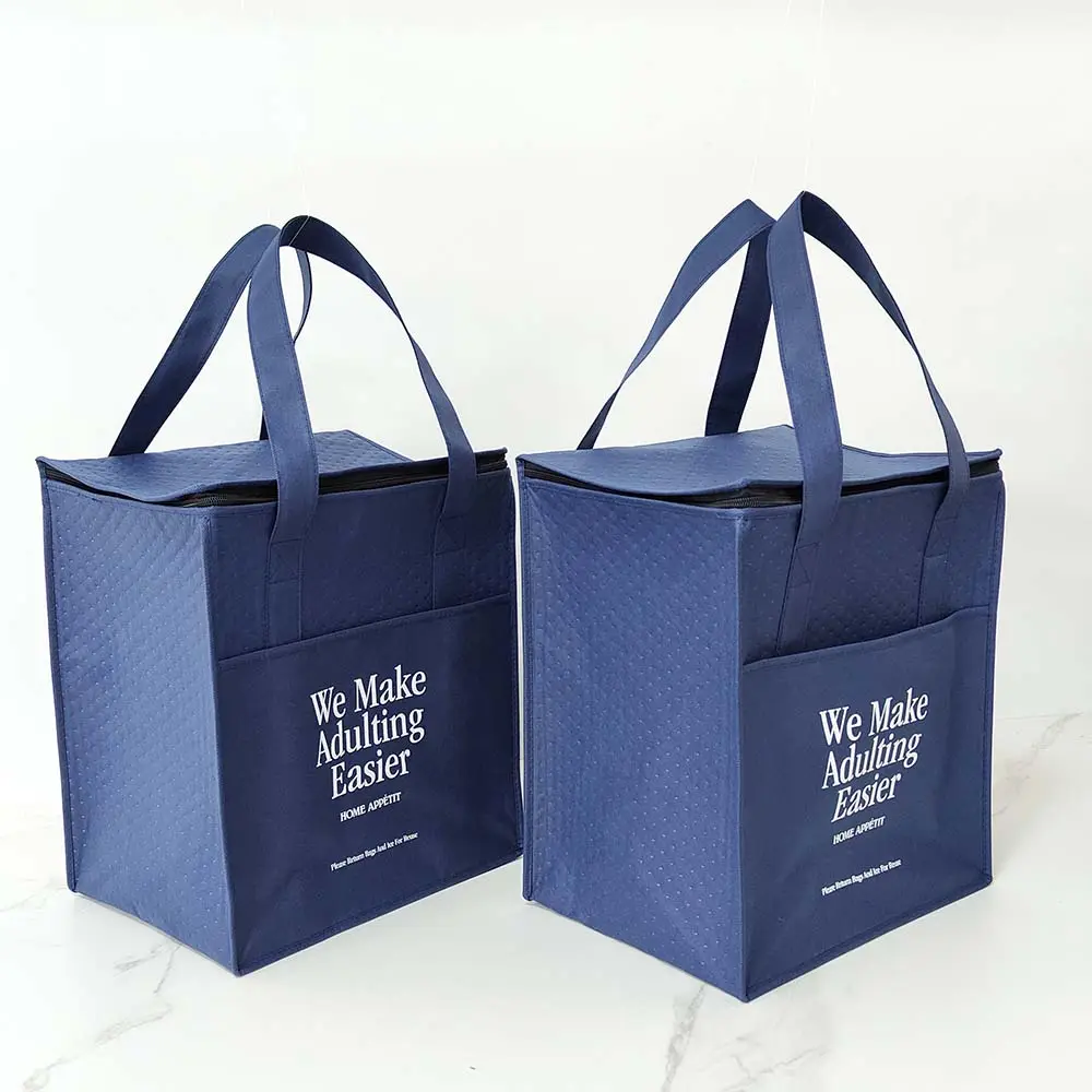 Wholesale Green Food Lunch Delivery Bag Large Insulated Tote Bag Thermal Lunch Cooler Bag With Logo