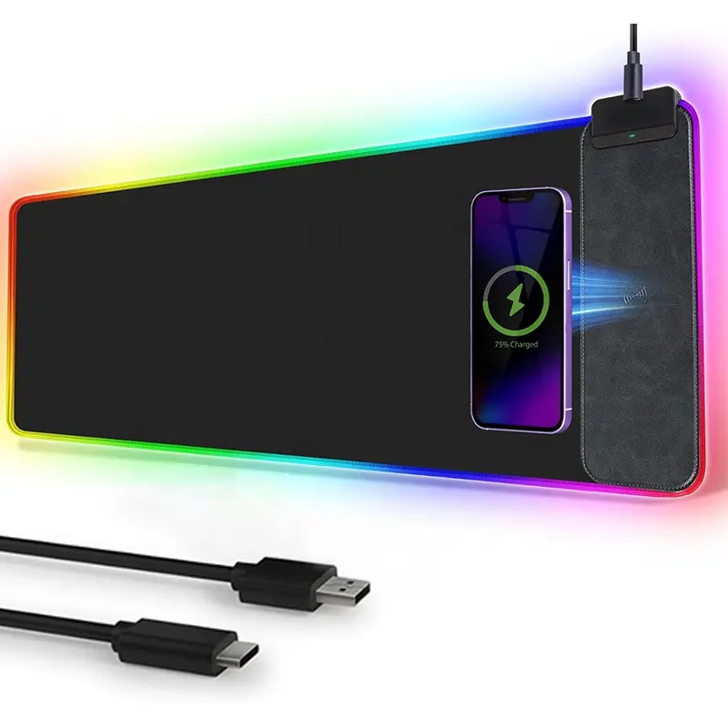 Benutzer definierte kabellose Schnelllade-Mauspad RGB Wireless Charge Mauspad Gummis ohle Schreibtisch matte Mauspad Handgelenk Cartoon für Büro