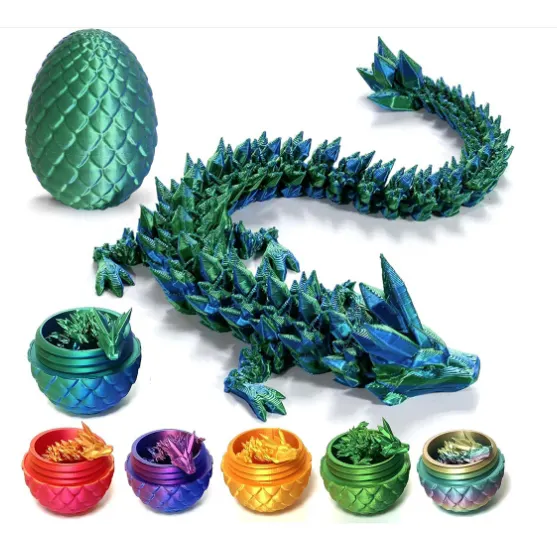 2024 nueva llegada 3D impreso gema articulada articulaciones cristal dragón huevo dragón impresión regalo juguete