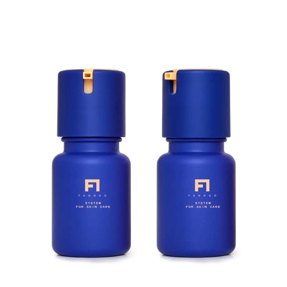 Skincare blu che imballa la bottiglia di lusso dei cosmetici di 30g 40ml 60ml 100ml 130ml con l'imballaggio arancio di skincare della bottiglia della pompa di bellezza