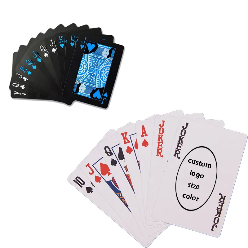 Cheap Waterproof Playing Cards Top Quality Poker Ouro Preto Branco Prata azul vermelho Sublimação Publicidade poker deck logotipo personalizado