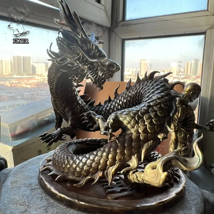 Vida Tamanho Fundição Bronze Dragão Estátua Fengshui Decoração Animal Grande Em Pé Fundido Bronze Dragão Estátua