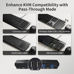 TESmart 2端口KVM交换机套件HDMI 4K60Hz带USB 3.0扩展坞EDID 2 PCs 1显示器2进1出KVM交换机 - Product Image 4