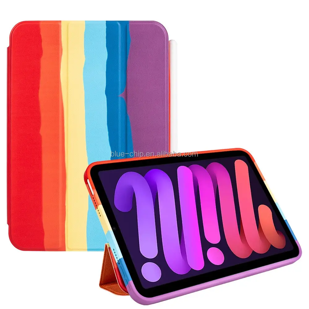 Luxus Custom Anti-Fall Full Protection mit Stifts chlitz 11 Zoll 12,9 Zoll Tablet Cover Regenbogen Farbe Silikon hülle für Ipad Mini 6