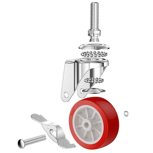 1.5 "2" 2.5 "3" xoay Đỏ Polyurethane bánh xe <span class=keywords><strong>Globe</strong></span> Caster bánh xe cấu hình thấp nhỏ PU mang Caster với phanh - Product Image 4