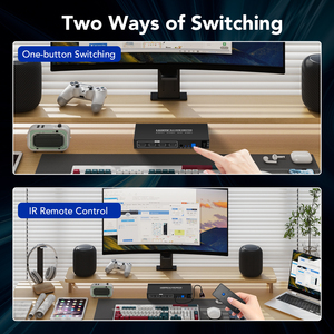 SYONG 4K60Hz HDMI 2,0 Conmutador KVM 1 Monitores 2 Ordenadores 4 Teclado USB Ratón para 2 Ordenadores Compartir 1 Monitores con Control