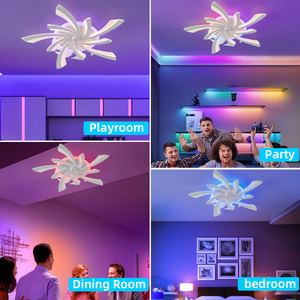Ventilador de techo LED RGB de 30,3 pulgadas con luz y control remoto y control de aplicación, sincronización de 6 velocidades de engranaje, 7 aspas de ventilador y regulable - Product Image 5