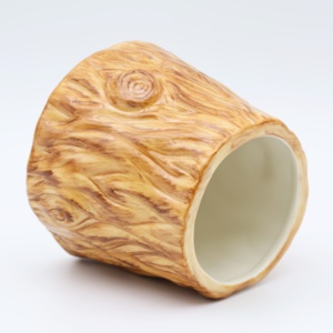 サポートカスタマイズハイエンドプレゼントギフト磁器水茶ワイン3Dカップエンボス加工詳細ボルセラミック切り株マグカップ蓋付き - Product Image 4