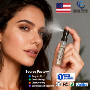 Frascos de Vidro Mini Para Amostra de Perfume 1ml 2ml <span class=keywords><strong>2</strong></span>.5ml Atacado Com Válvula Spray e Tampa Preta Baixo MOQ Em Estoque Logo Serigrafado - Product Image 2