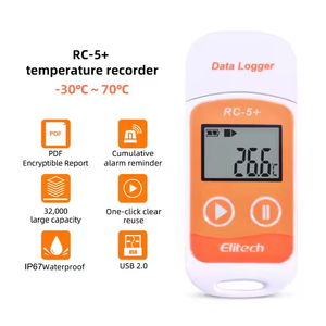 Registrador de temperatura USB de 32000 puntos con pantalla LCD, registrador de datos de cadena fría para archivos PDF, Word, Excel, Sensor NTC de plástico