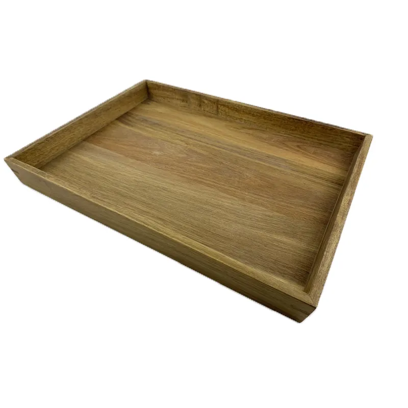 Home Accessories Custom Acacia Wood Tray Wooden Bar Serving Trays