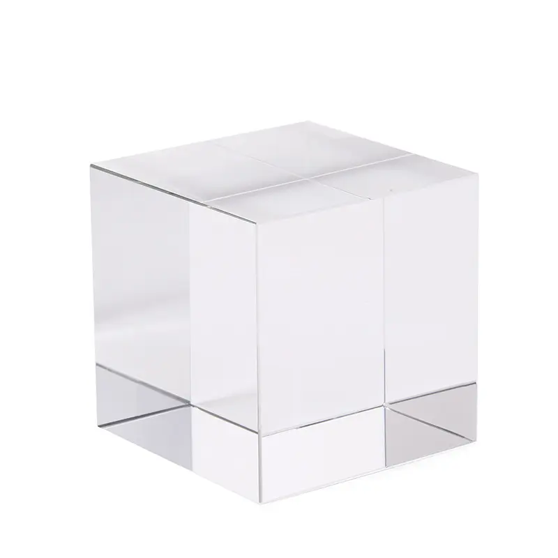Fabricação de cristal fornecedor k9 branco cristal bloco de vidro cubo para 3d gravura a laser cristal da foto cubo