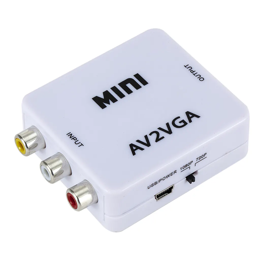 Adaptador de vídeo av para vga rca, conversor de vídeo av2vga