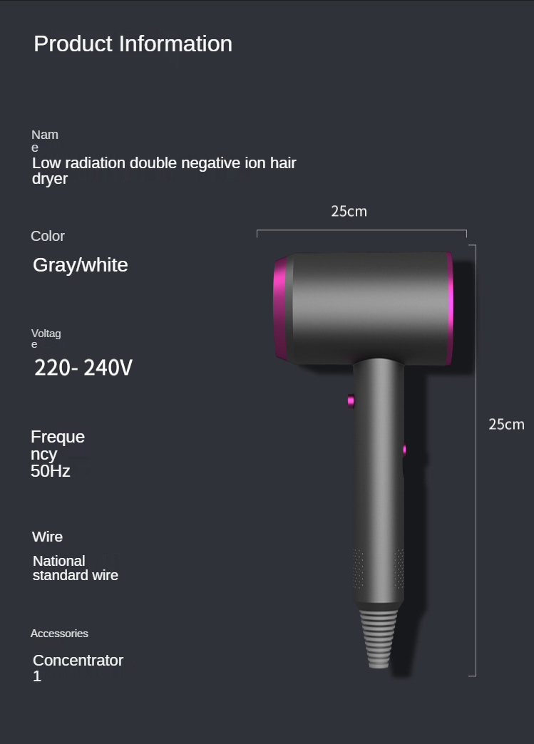 Professional Factory Supply  Negative Ions Quick Drying Electric Hair Care Tool 1250W Gradient blower hair blow dryer