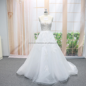 Mới đến hiện đại Công Chúa Váy cưới với ren mô hình và đầy đủ đính cườm bóng áo choàng Train chapel Train phong cách - Product Image 2