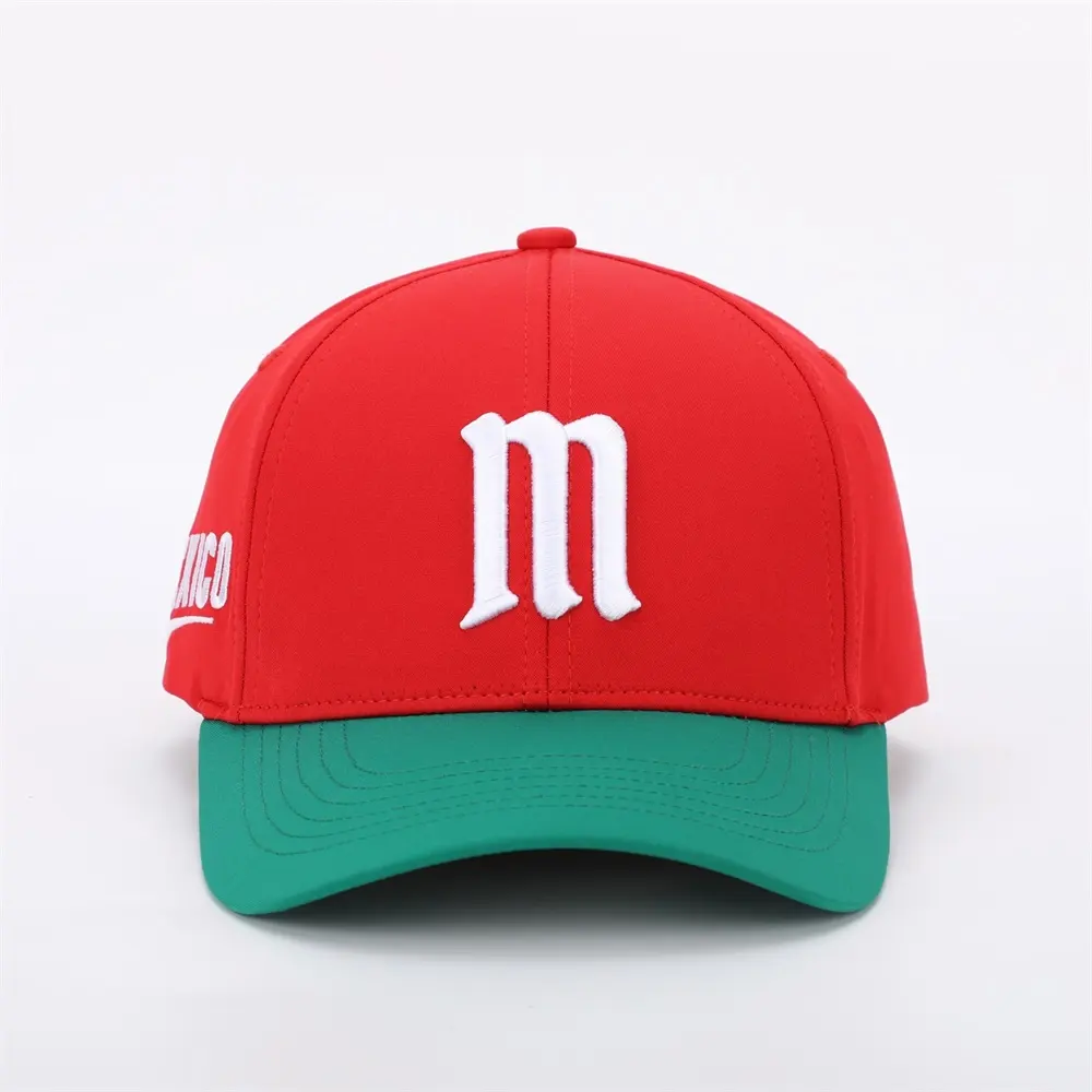 Gorra de béisbol de 6 paneles para hombre, gorro de béisbol con logotipo bordado 3D de México, dos tonos, Cierre trasero de plástico, personalizado