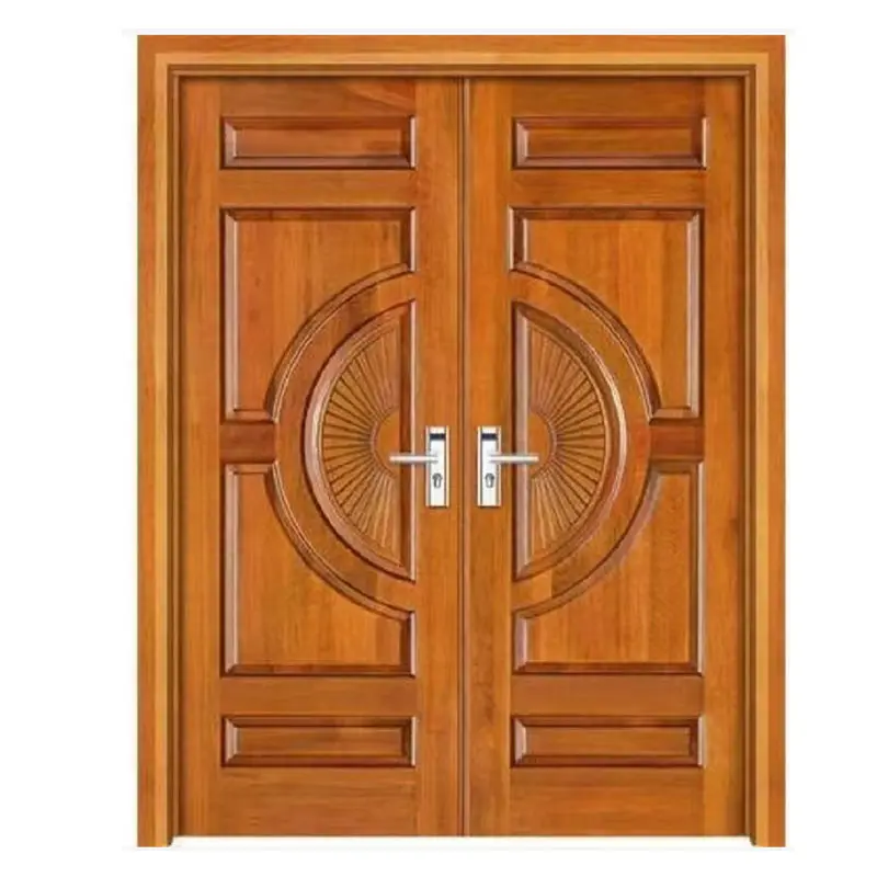Talla de lujo villa de diseño exterior doble abierto roble rojo diseños de puerta de madera