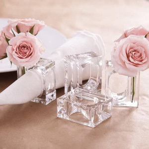 Clear Solid Acryl Servetringen Met Bud Bloem Houder Groothandel Lucite Servet Ring Voor Bruiloft Decor - Product Image 4