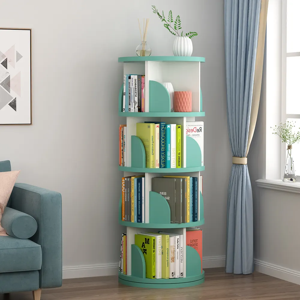 Personalização tamanho cor Moderna alta qualidade 360 madeira rotativa estante para livros tamanho A4