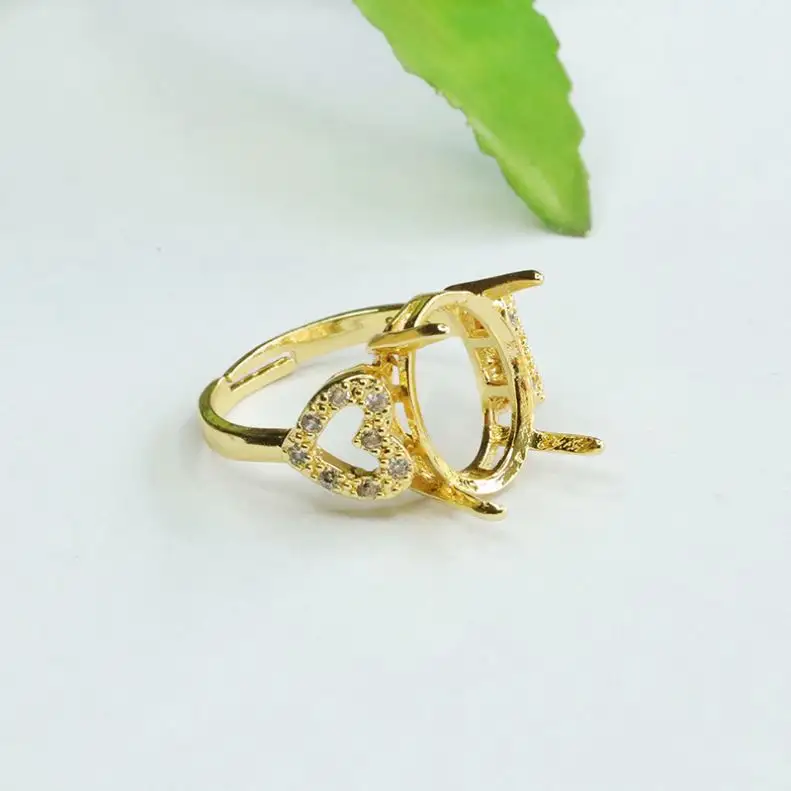 Batu utama 10*14mm cincin pernikahan perhiasan grosir CZ & batu permata cincin pertunangan berlian bentuk hati cincin jari untuk wanita