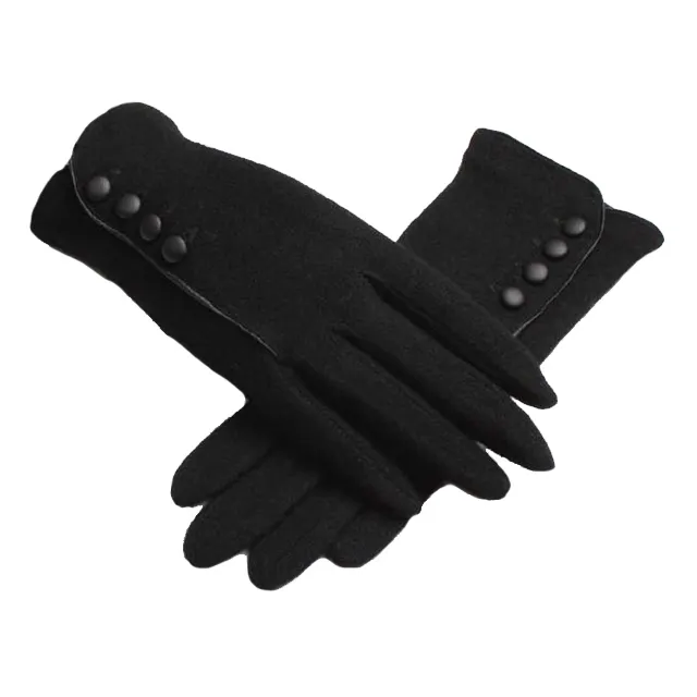 Ladies winter wear soft woolen hand gloves with buttons