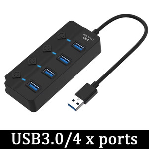 USB-концентратор 3,0 7 портов, высокоскоростной 5 Гбит/с, разветвитель, современный стиль, многоразовый адаптер питания с переключателем, длинный кабель, многорасширитель