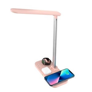 新的4合1铝合金折叠LED台灯3级调光模式台灯3合1无线充电器为手机 - Product Image 3