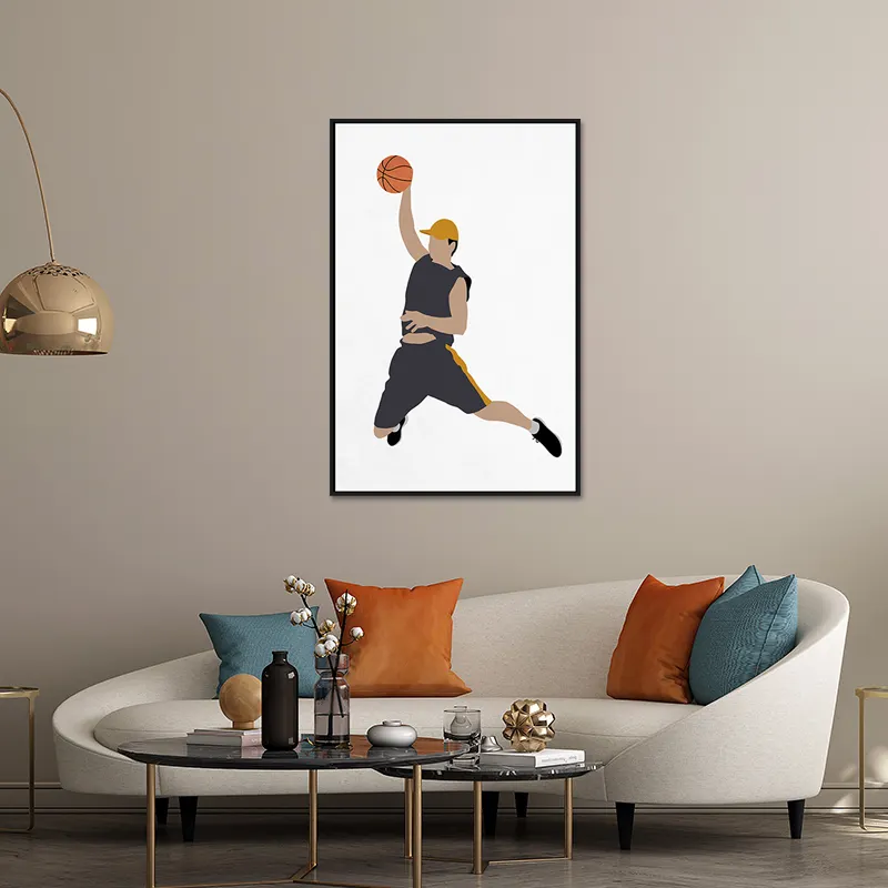 Pintura abstracta deporte póster Fly Dunk baloncesto pared artes pinturas para sala de estar adolescentes niños pared arte dibujos animados imágenes