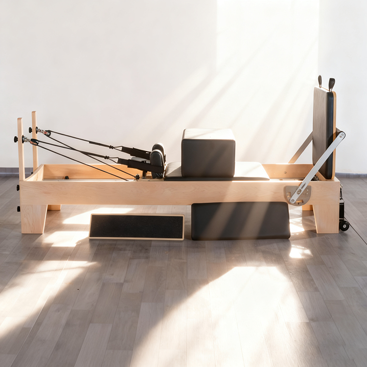 Brown maple pilate reformer