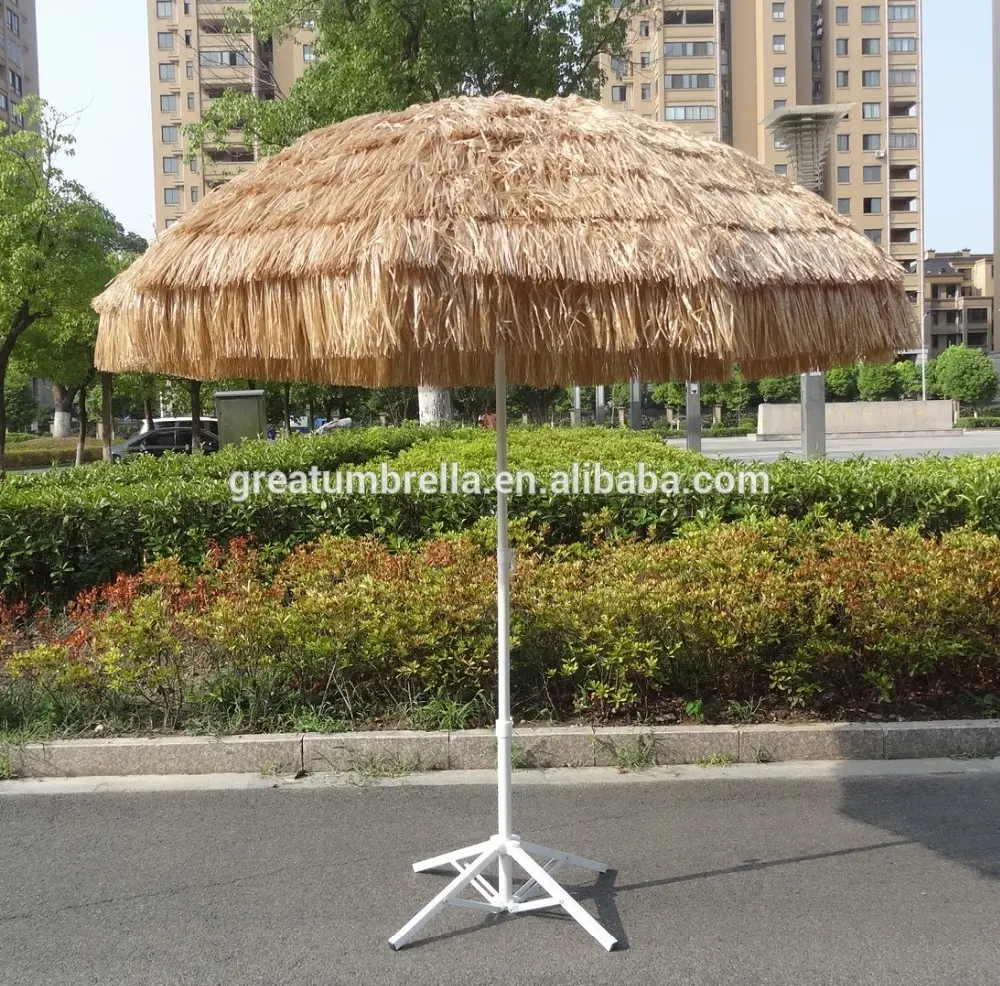 2023 promotion new straw artificial thatch roof Hawaii cheap beach umbrella outdoor living camping bar umbrella