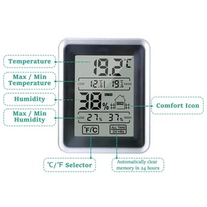 Mini termómetro Digital LCD con pantalla táctil, higrómetro, sensores de temperatura eléctricos, medidor de humedad, estación meteorológica interior - Product Image 4