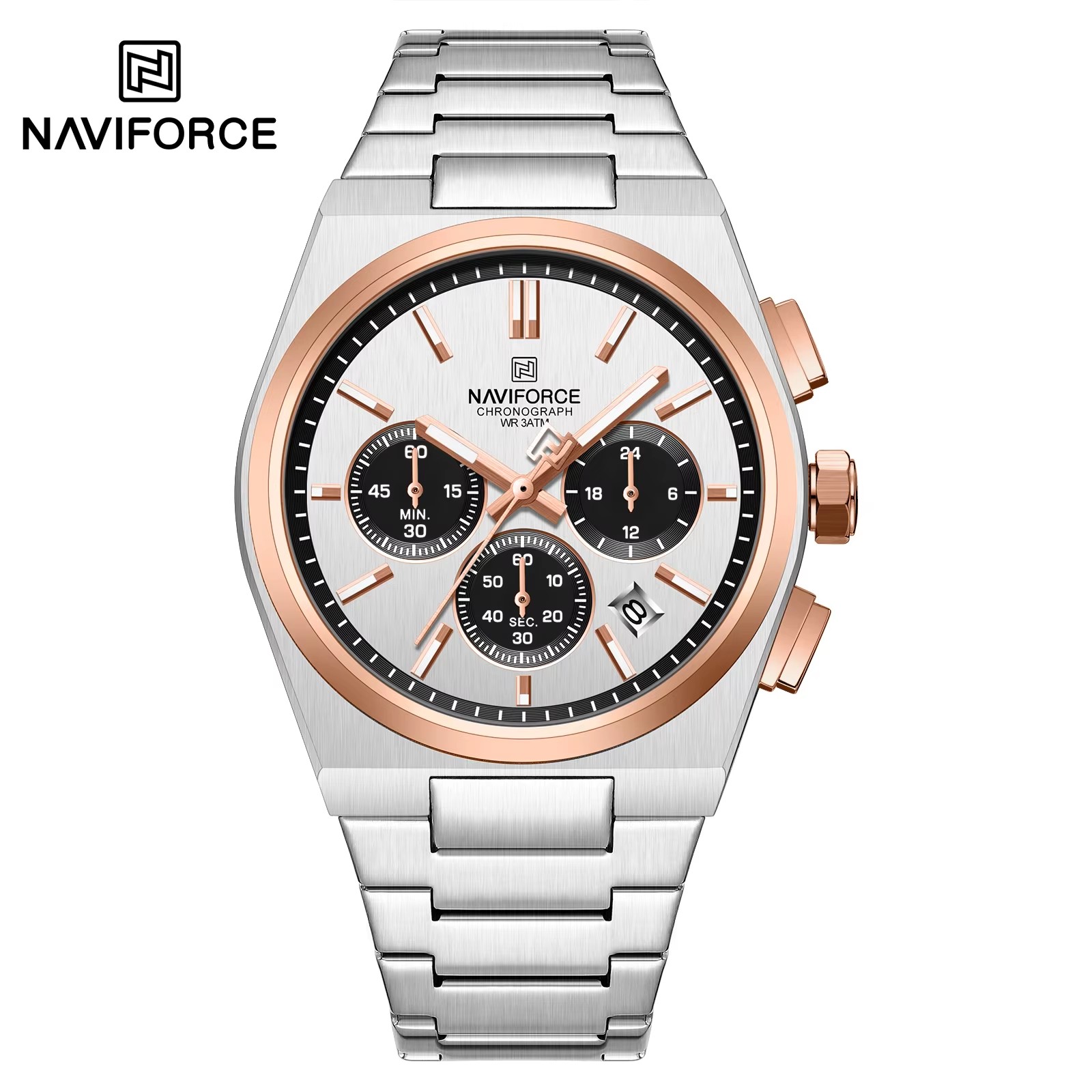 5 cassa in oro rosa quadrante bianco - Orologio da uomo