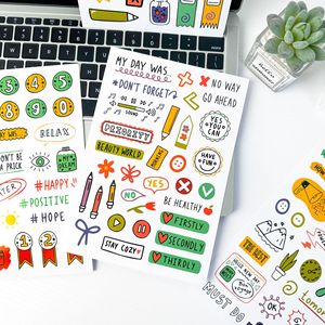 定制手绘元素时间表手册剪贴簿项目涂鸦信封袋贴纸床单贴纸 - Product Image 4